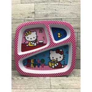 Hello Kitty Sanrio 3 Section Divided Tray Dish Plate Melamine Zak Nice